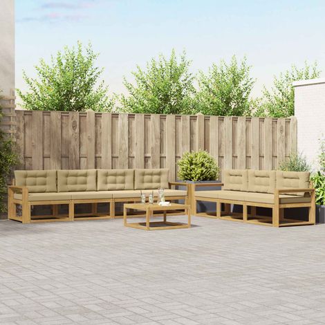vidaXL Outdoor-Sofagarnitur mit Kissen 7 pcs Weiß und Beige (1/5)