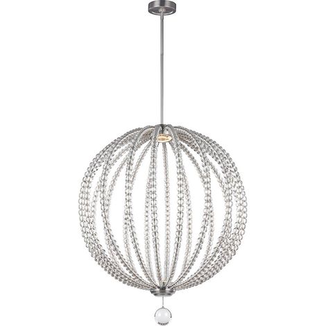 Elstead Oberlin - Grand luminaire suspendu sphérique à 2 ampoules DEL, nickel satiné (1/3)