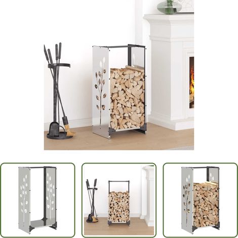 vidaXL Bois de chauffage - Portant de bois de chauffage 40x30x80 cm acier inoxydable (1/5)