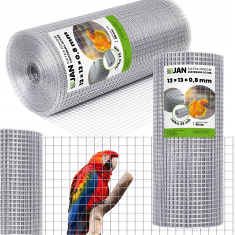 Filet anti-rongeurs 13 x 13 x 0,8 mm, soudé, entraxe 50 cm, longueur 25 m