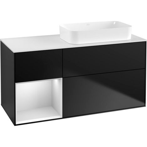 V&B Waschtischunterschrank Finion 120x60 cm, Reg li wh. m Lac, bla m Lac (1/2)