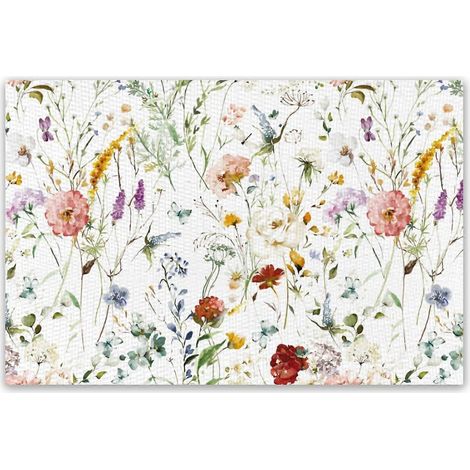 Ensemble de 4 sets de table imperméables et résistants à l'huile, à motif floral, lavables et faciles à nettoyer, résistants à la chaleur, pour une utilisation intérieure et extérieure, en cuisine ou  (1/5)