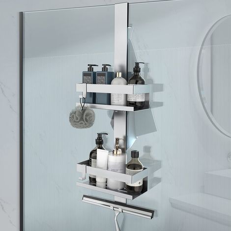 Étagère de Douche Suspendue Sans Percage, Acier Inoxydable SUS304, Range-Gel Douche et Shampoing, Argent
