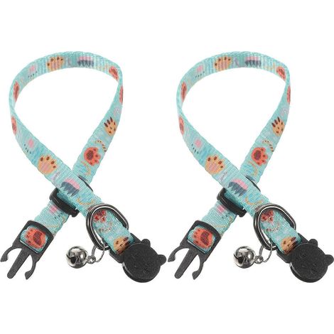 Collar cómodo para gatos con cierre de seguridad y cascabel, 2 unidades, ajustable para gatitos. (1/5)