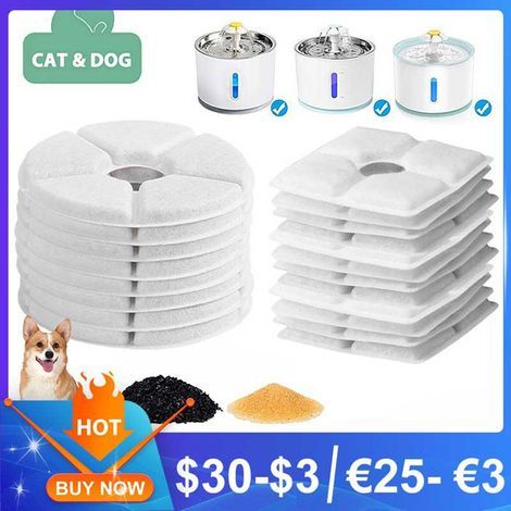 Replacement Activated Carbon Filters for Cat Water Fountain, 105/125mm, 4-Pack, Compatible with BCHINA Multi Water Fountain