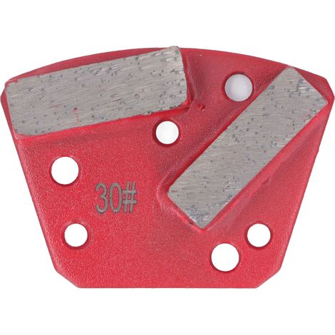 Lot de 3 blocs diamantés de meulage pour béton et ciment, forme en éventail à 6 trous, dents droites, rouge 30. Idéal pour poncer les surfaces irrégulières, polir les sols en béton, décaper les peintu (1/5)