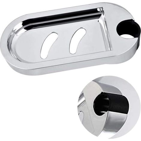 Seifenschale für Duschstange - Verstellbare Seifenschale für Duschstange, Küche, Badezimmer, 25-mm-Loch (Silber, 1 Stück) (1/4)