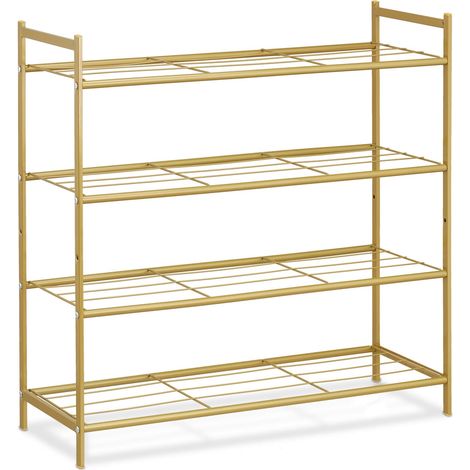 Zapatero apilable moderno 70 x 70 x 26 cm almacenamiento claro 4 niveles de metal dorado 130011563 (1/5)