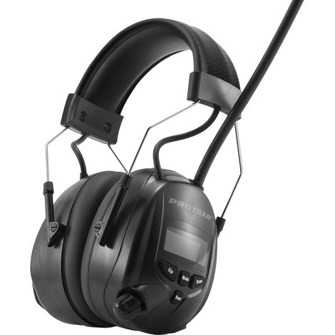 Casque antibruit avec radio numérique FM/DAB +, technologie Bluetooth intégrée et microphone, protections auditives rechargeables pour le bruit de travail/tonte/sciage etc, SNR 30dB (1/5)