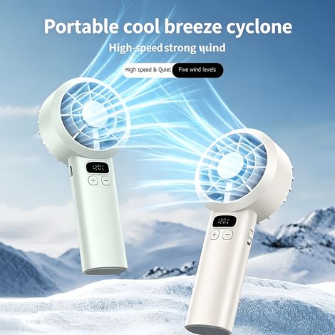 Lot de 2 ventilateurs portables USB rechargeables 120 vitesses, mini ventilateur LED pour bureau et voyage,Champagne et vert (1/5)