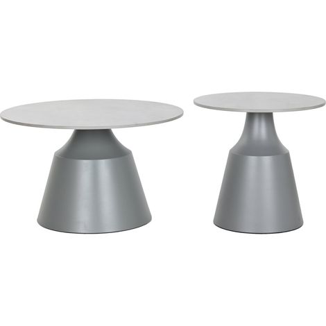 Mesita Auxiliar Set 2 Ceramica Metal 70X70X1 Gris (1/5)