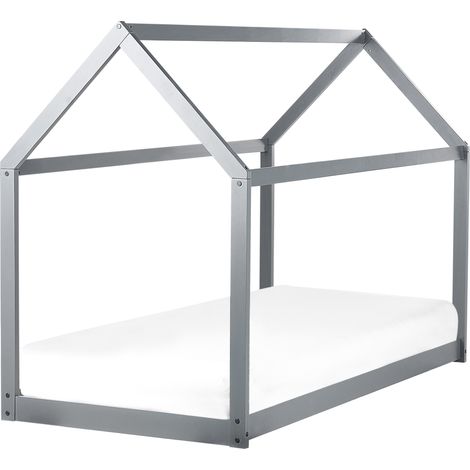 Cama con somier de madera de pino gris 90 x 200 cm somier láminas infantil Tosse