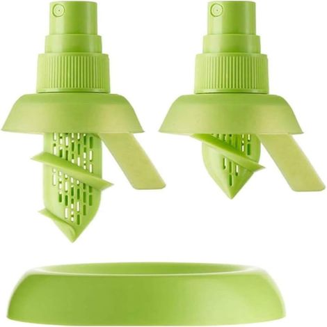 Juego de 2 exprimidores de cítricos, para limones, naranjas, limas, prensa manual de cítricos, para limones, naranjas, etc. Más fácil que cualquier exprimidor o prensa de cítricos (verde). (1/5)