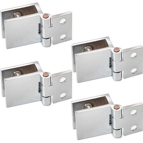 Set di 4 cerniere girevoli regolabili per vetro per box doccia, per vetro da 5-8 mm, per mobili bagno e montaggio a parete. (1/5)