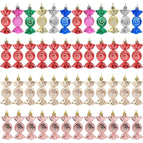Guirlande Sucrerie Noël - Décoration Arbre de Noël en Plastique - Forme Bonbon avec Cordon Accroche - 6 Pièces - 9 cm (1/5)