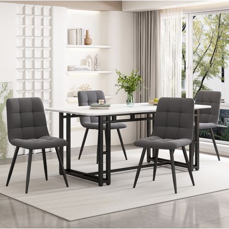 Rechteckiger Esstisch 140 x 80 cm aus MDF mit schwarzen Metallbeinen HAVRYA (1/5)