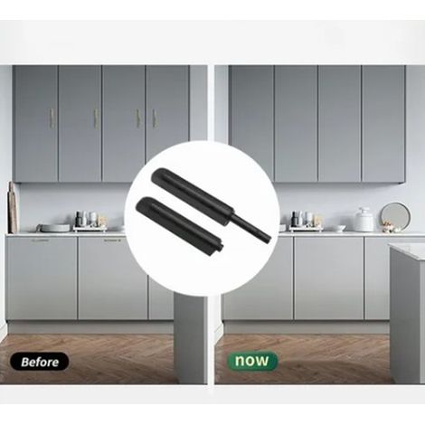 Lot de 10 verrous magnétiques de porte de placard sans poignée, en alliage d'aluminium noir. (1/5)