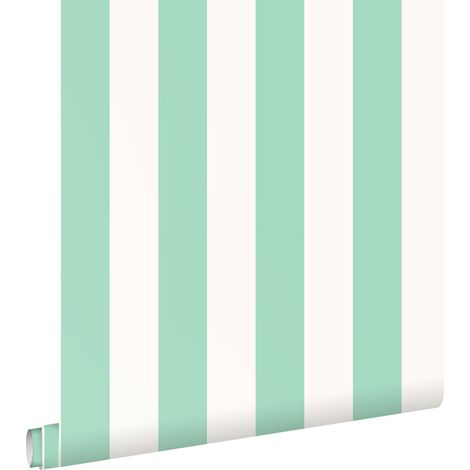 papier peint à rayures vert menthe et blanc - ESTAhome