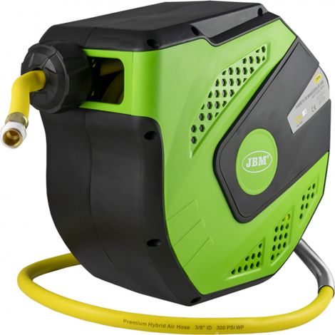 AVVOLGITUBO ARIA COMPRESSA TUBO 12+1m ATTACCO RAPIDO 3/8" 10bar VERDE JBM