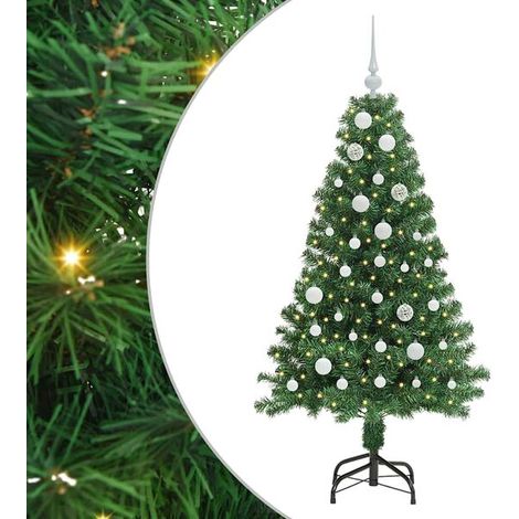 Sapin de Noël artificiel vert, 150 cm, en PVC, acier et plastique. (1/5)