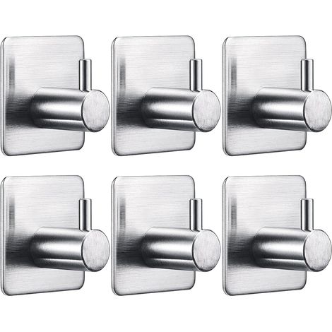 6-teiliges Set 3M-Klebehaken, Küchenhaken aus Edelstahl SUS304, robust, wasserfest, abnehmbar, spurlos, für Badezimmer- und Küchentüren (1/5)