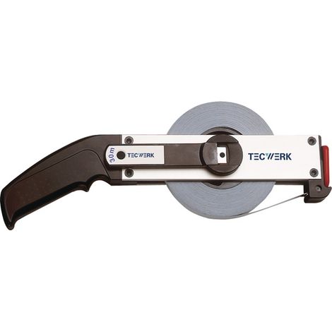 TECWERK Rahmenbandmaß L.30m Bandbr.13mm Acm EG II Alu.weiß Stahlmaßband TECWERK