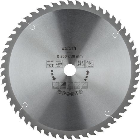 wolfcraft - Lame de Scies Circulaires sur Table - 54 Dents et Diamètre 350 mm - réf. 6686000 (1/5)
