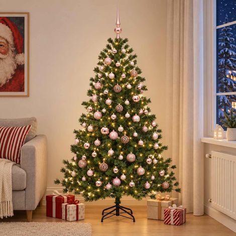 vidaXL Árbol de Navidad artificial con bolas 180 cm 300 LED (1/5)