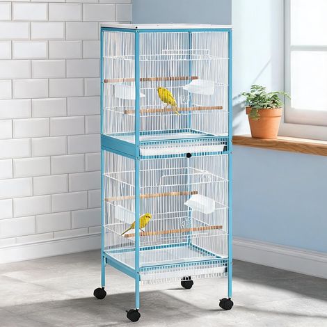 Cage pour oiseaux bleu clair en acier 130,8 x 127 x 355,6 cm (1/5)