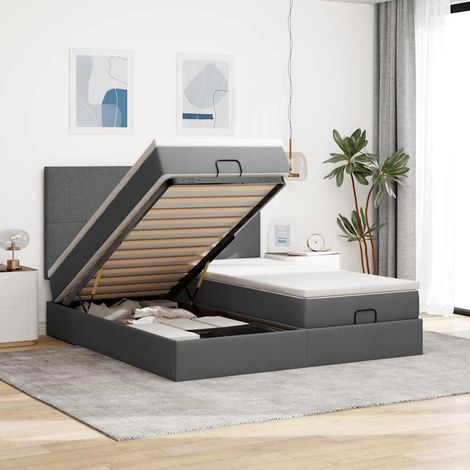 Ottoman-Bett mit Matratzen Dunkelgrau 180x200 cm Stoff (1/5)