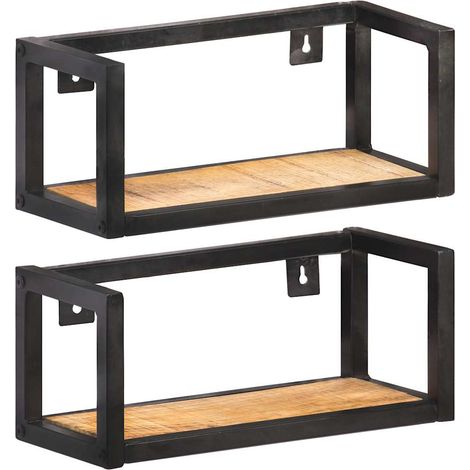 vidaXL Estantes de pared 2 unidades 40 cm madera de mango rugosa (1/5)