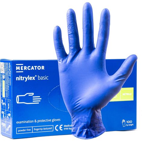 Guanti in nitrile blu Mercator Nitrylex Basic, taglia S, 100 pezzi. (1/5)
