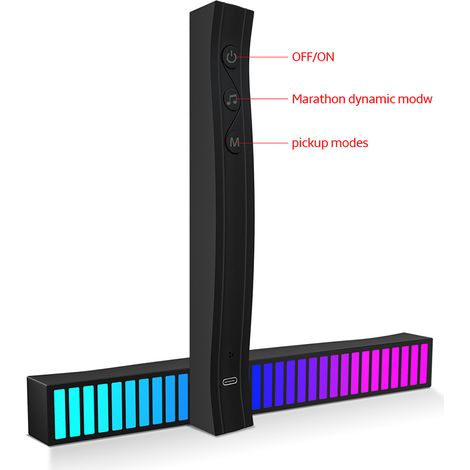 Barre lumineuse LED RGB réactive au son, contrôlable par application, dynamique et rythmée par la musique, idéale pour voiture, PC gaming et TV. (1/5)