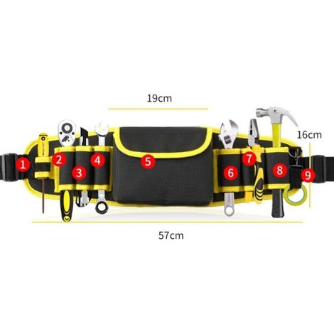 ALLIANDISSacoche à Outils Professionnelle, Réglable Porte-Outil Sac de Ceinture, Sac à outils Sacoche, Ceinture à Outil d'électricien, Pochette à Outils Organisateur, Sac de Ceinture de Jardin(Jau