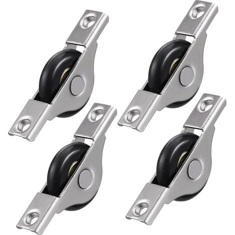 4-piece Sliding Door Roller Replacement Kit,  Nylon Closet Door Wheels,  Black Plastic Steel Pulley Bearings,  30mm for Cabinet Wardrobe Track (1/5)