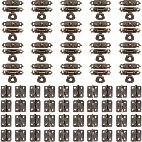 40 set di Mini-Cerniere di Antiquariato con 20 serie di Chiusure Retrò e vite Loop Antica credenza in Legno (1/5)