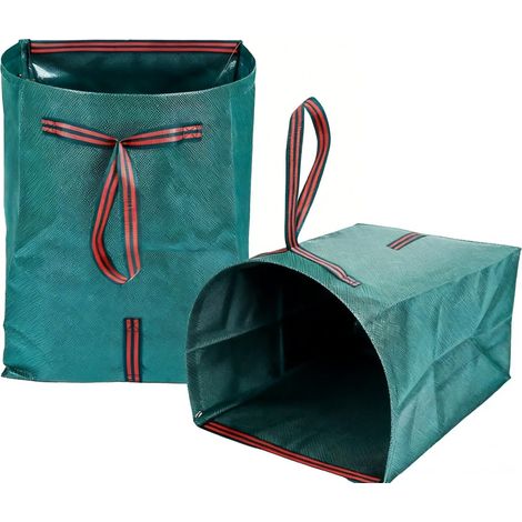 Lot de 2 sacs de jardin de 200 l avec forme de pelle – Sacs poubelle de jardin stables en matériau robuste pour feuilles, coupe d'herbe et déchets de jardin, avec poignées de transport, debout, peu (1/5)