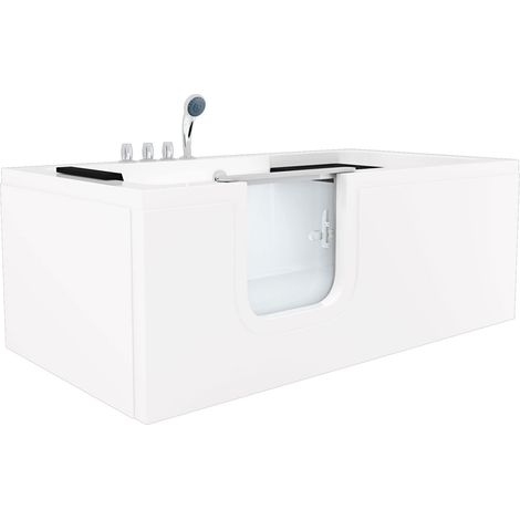 Seniorenwanne mit Tür S15-TH-L 160x85cm Thermostat-Armatur