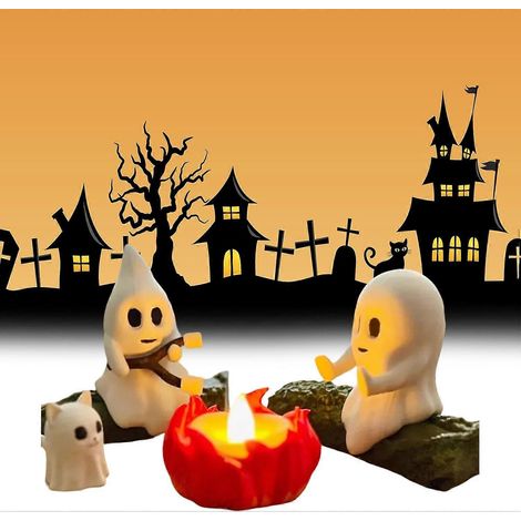 Veilleuse fantôme pour feu de camp veilleuse d'Halloween fantôme imprimé 3D statue mignonne et effrayante pour Halloween