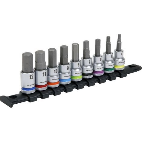 Sealey Premier Platinum Hex Socket Bit Set 3/8""Sq Drive 9pc AK6250