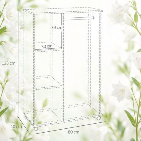 Armoire ouverte avec étagères en bois, rangement portable pour chambre, placard à vêtements avec design épuré, meuble de rangement compact (1/5)