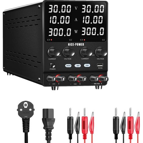Alimentation électrique DC, Tension réglable, Sortie double canal, 30V 10A double canal (1/2)