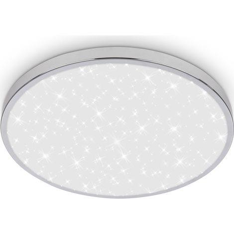 Plafonnier LED salle de bain avec lumière indirecte, IP44 protection contre les éclaboussures, couleur de lumière blanche chaude, plafonnier led cuisine, lustre wc, 33 x 6 cm, chrome (1/5)