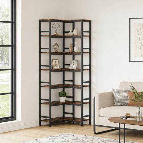 Présentoir indépendant, support à plantes moderne, bibliothèque d'angle haute, étagère d'angle à 7 niveaux (1/4)