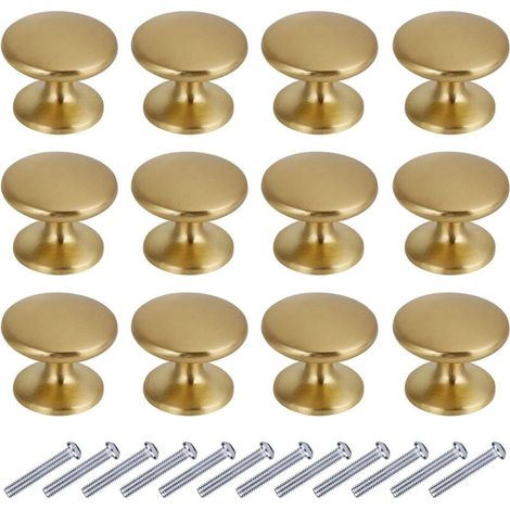 (12pcs, gold), 27mm, Round Door Knobs Drawer Knobs 27mm Furniture Handles for Cupboard Cabinet Kitchen (1/5)