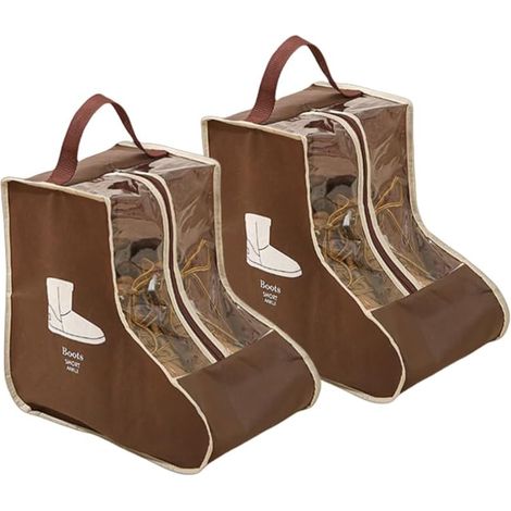 Zweiteiliges Set aus tragbarer Aufbewahrungstasche, Schuhüberzügen und Reiseorganizer, braun, Maße: 22 x 28 x 28 cm