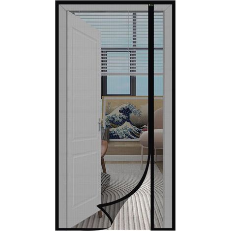 Zanzariera per porta antigraffio per gatti, con apertura laterale magnetica, in fibra di vetro, 90x210 cm, nera. (1/5)