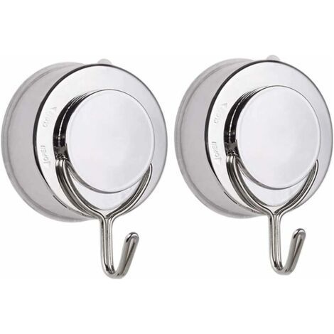 Suction cup hooks, 2 removable and waterproof suction cups with metal hooks, suitable for bathroom, kitchen, glass windows, wall-mounted towel racks. (1/5)