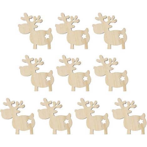 Lot de 10 pendentifs en bois découpés, étiquettes cadeaux de Noël à suspendre, décorations et accessoires de bricolage avec corde en chanvre.-76.8cm