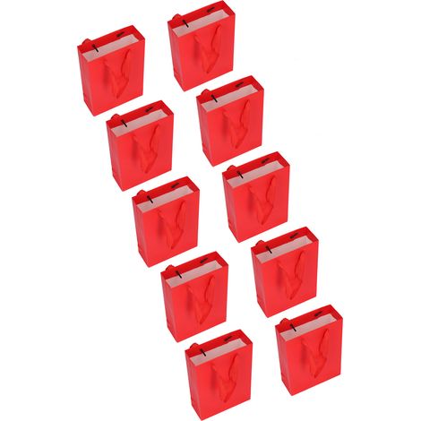 10 Sacs Cadeaux Rouge Uni pour Noël, Anniversaire, Mariage, Emballage Cadeau Festif (1/5)